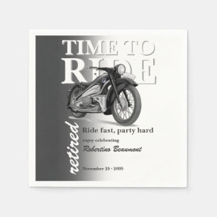Serviette En Papier Promenade en moto classique grise pour une fête de