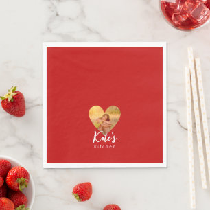 Serviette En Papier Propre Photo Red Heart Frame Moderne Calligraphie