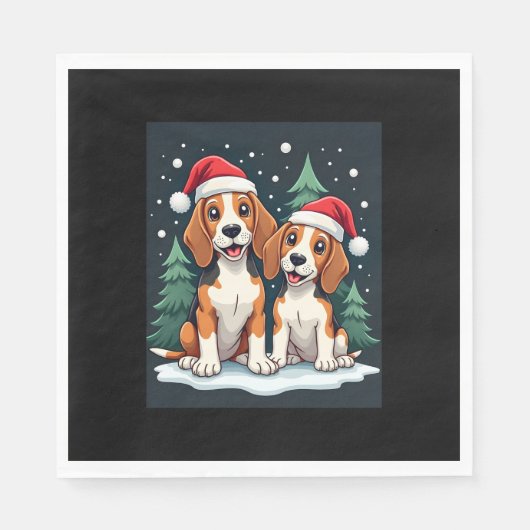 Serviette En Papier Propriétaire de chien de Noël beagle Pajama de Noë (Devant)