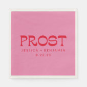 Serviette En Papier Prost Super rose rouge typographie Noms Mariage (Devant)