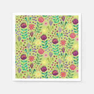 Serviette En Papier Protea Floral Block Imprimer Millefleur vert pâle