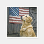 Serviette En Papier Proud Golden Retriever With American Flag (Devant)