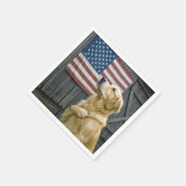 Serviette En Papier Proud Golden Retriever With American Flag (Coin)