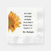 Serviette En Papier Proverbes 31:25 Grande Chrétienne Femme Tournesol (Devant)