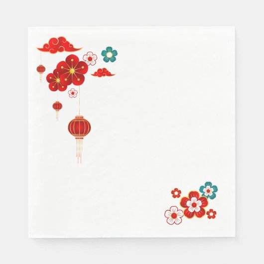 Serviette En Papier prune bossom, style chinois au printemps (Devant)