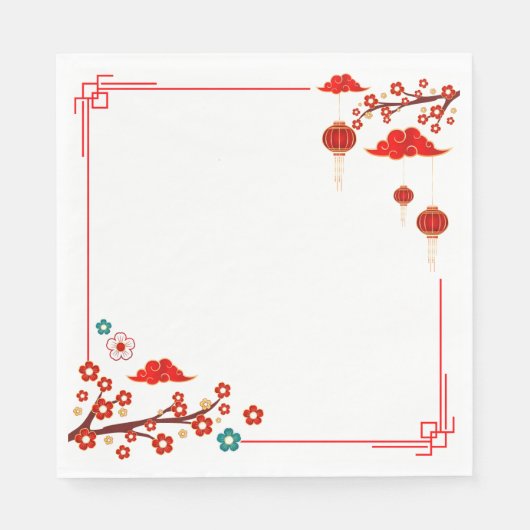 Serviette En Papier prune bossom, style chinois au printemps (Devant)