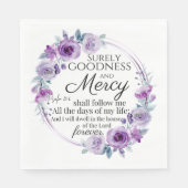 Serviette En Papier Psaume 23:6 Inspirationnel Bible Verse Floral Viol (Devant)