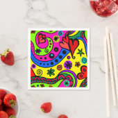 Serviette En Papier Pschedelic Bohemian Hippie Coloré Party Napkins (En situation)