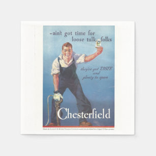 Serviette En Papier Publicité Chesterfield Cigarettes vintage