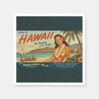 Publicité de voyage hawaïenne de style vintage
