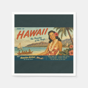 Serviette En Papier Publicité de voyage hawaïenne de style vintage