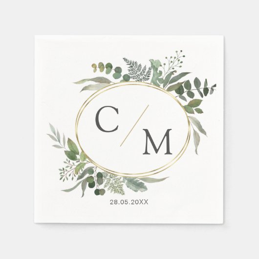 Serviette En Papier Puces monogrammes simples et élégantes (Devant)