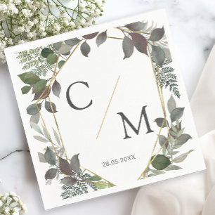 Serviette En Papier Puces monogrammes simples et élégantes