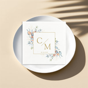 Serviette En Papier Puces monogrammes simples et élégantes