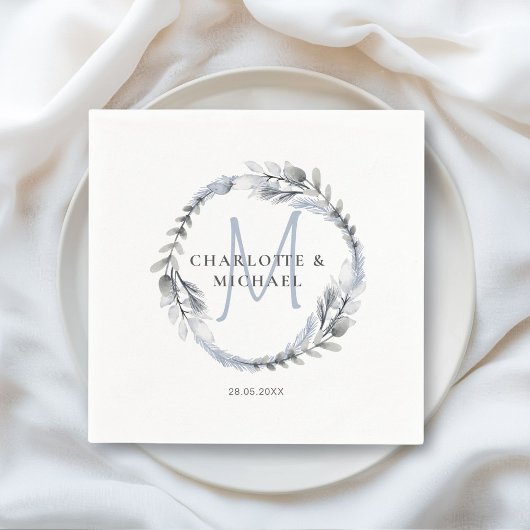 Serviette En Papier Puces monogrammes simples et élégantes