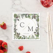 Serviette En Papier Puces monogrammes simples et élégantes (En situation)