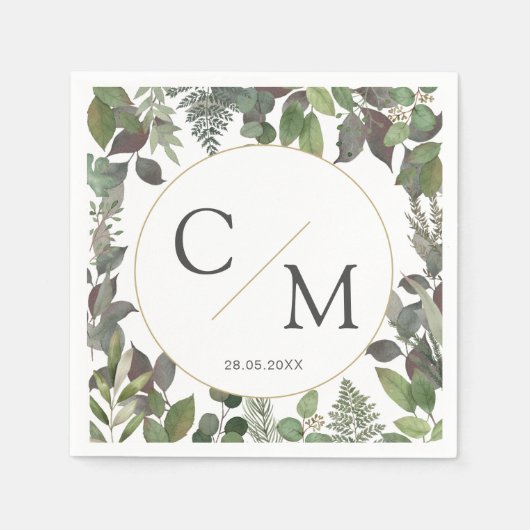 Serviette En Papier Puces monogrammes simples et élégantes (Devant)