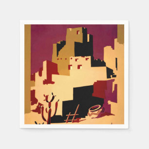 Serviette En Papier Pueblos Anciens du Sud-Ouest WPA Poster Art