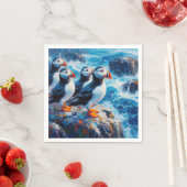 Serviette En Papier Puffins (En situation)