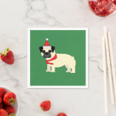 Serviette En Papier Pug de Noël (En situation)