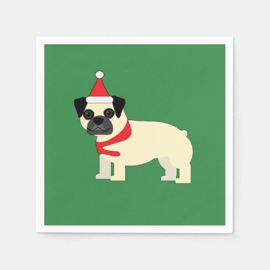 Serviette En Papier Pug de Noël (Devant)