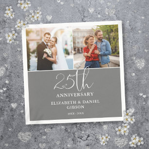 Serviette En Papier Puis maintenant 2 Photo 25e anniversaire de mariag