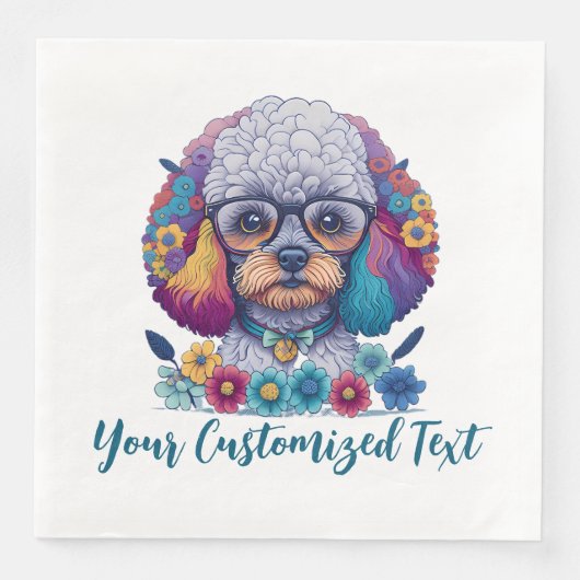 Serviette En Papier Puissance Fleur, Élégance Des Poodles - Un Mélange (Devant)