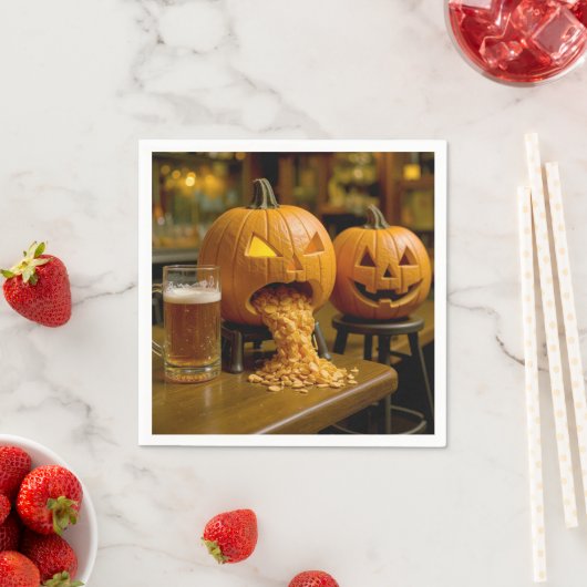 Serviette En Papier Puking Halloween Pumpkin In a Bar (En situation)