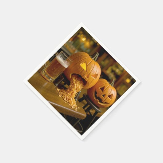 Serviette En Papier Puking Halloween Pumpkin In a Bar (Coin)