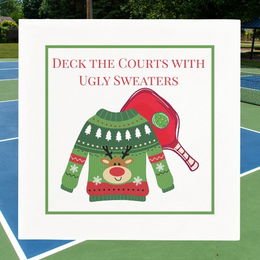 Serviette En Papier  Pull-over de Noël hideux pour pickleball Deck the