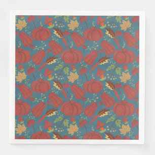 Serviette En Papier Pumpkin and carrot seamless pattern red and blue