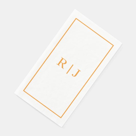 Serviette En Papier Pumpkin Orange Monogram Initial Fall Wedding (Coin)