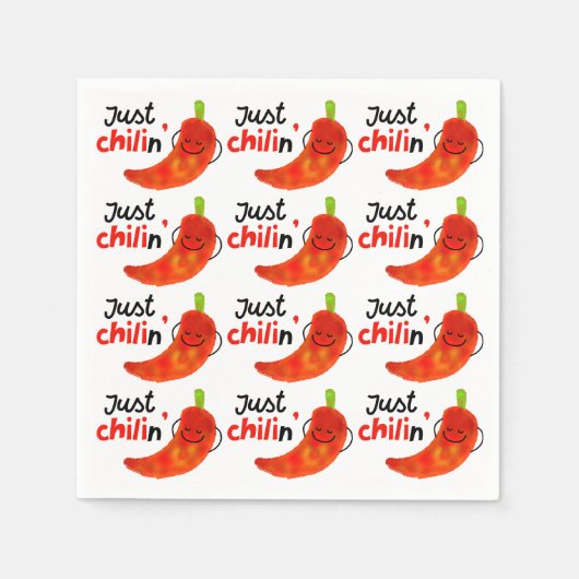 Serviette En Papier Pun à poivre chili positif - Juste Chilin (Devant)
