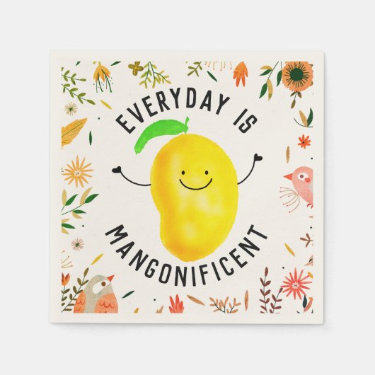 Serviette En Papier Pun Mango Positif - Chaque jour est Mangonificent (Devant)