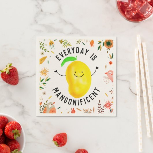 Serviette En Papier Pun Mango Positif - Chaque jour est Mangonificent (En situation)