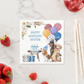 Serviette En Papier Puppies adorables ayant fête d'anniversaire (En situation)