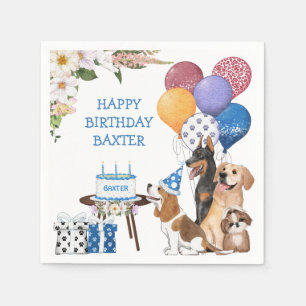 Serviette En Papier Puppies adorables ayant fête d'anniversaire