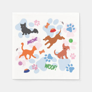 Serviette En Papier Puppies et Kittens