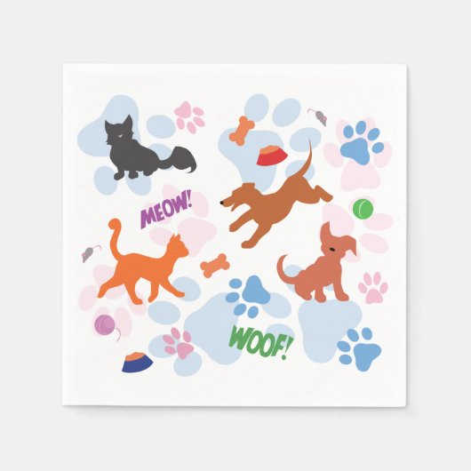 Serviette En Papier Puppies et Kittens (Devant)