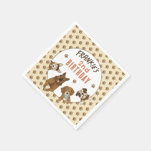 Serviette En Papier Puppy Paw-ty fête d'anniversaire (Coin)