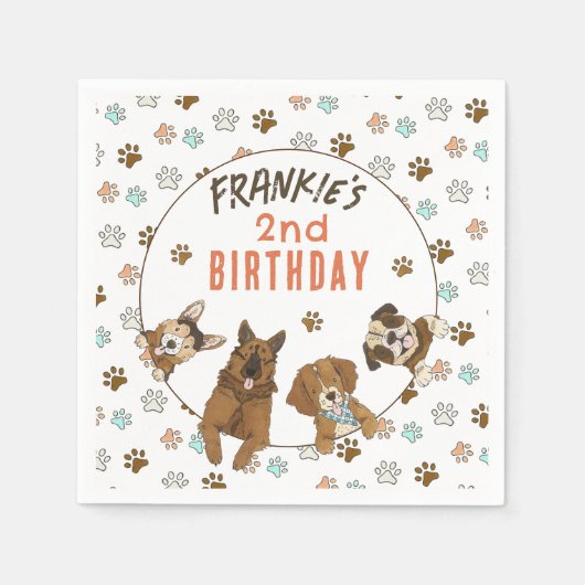 Serviette En Papier Puppy Paw-ty fête d'anniversaire (Devant)