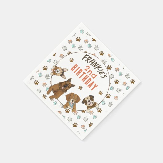 Serviette En Papier Puppy Paw-ty fête d'anniversaire (Coin)