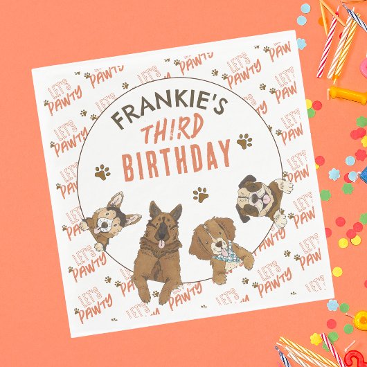 Serviette En Papier Puppy Paw-ty fête d'anniversaire