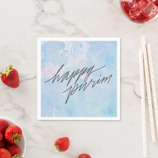 Serviette En Papier purin heureux en bleu nuage (En situation)