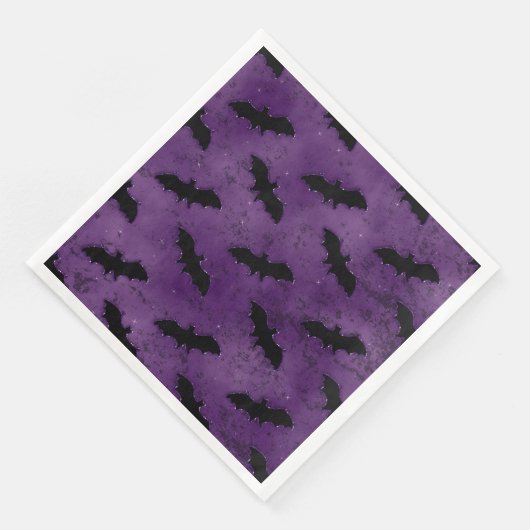 SERVIETTE EN PAPIER PURPLE AVEC BAIES ÉFFRAYANTES EN HALLOWEEN NOIR (Coin)
