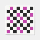 Serviette En Papier Purple Black White Checkered Pattern Design  (Devant)