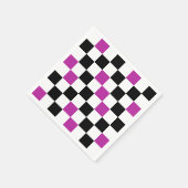 Serviette En Papier Purple Black White Checkered Pattern Design  (Coin)