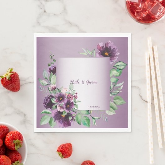 Serviette En Papier Purple Blush Floral Geometric Greenery (En situation)