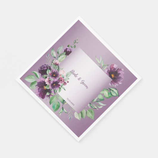 Serviette En Papier Purple Blush Floral Geometric Greenery (Coin)