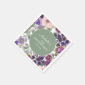 Serviette En Papier Purple Blush rose floral Sage vert 50e anniversair (Coin)